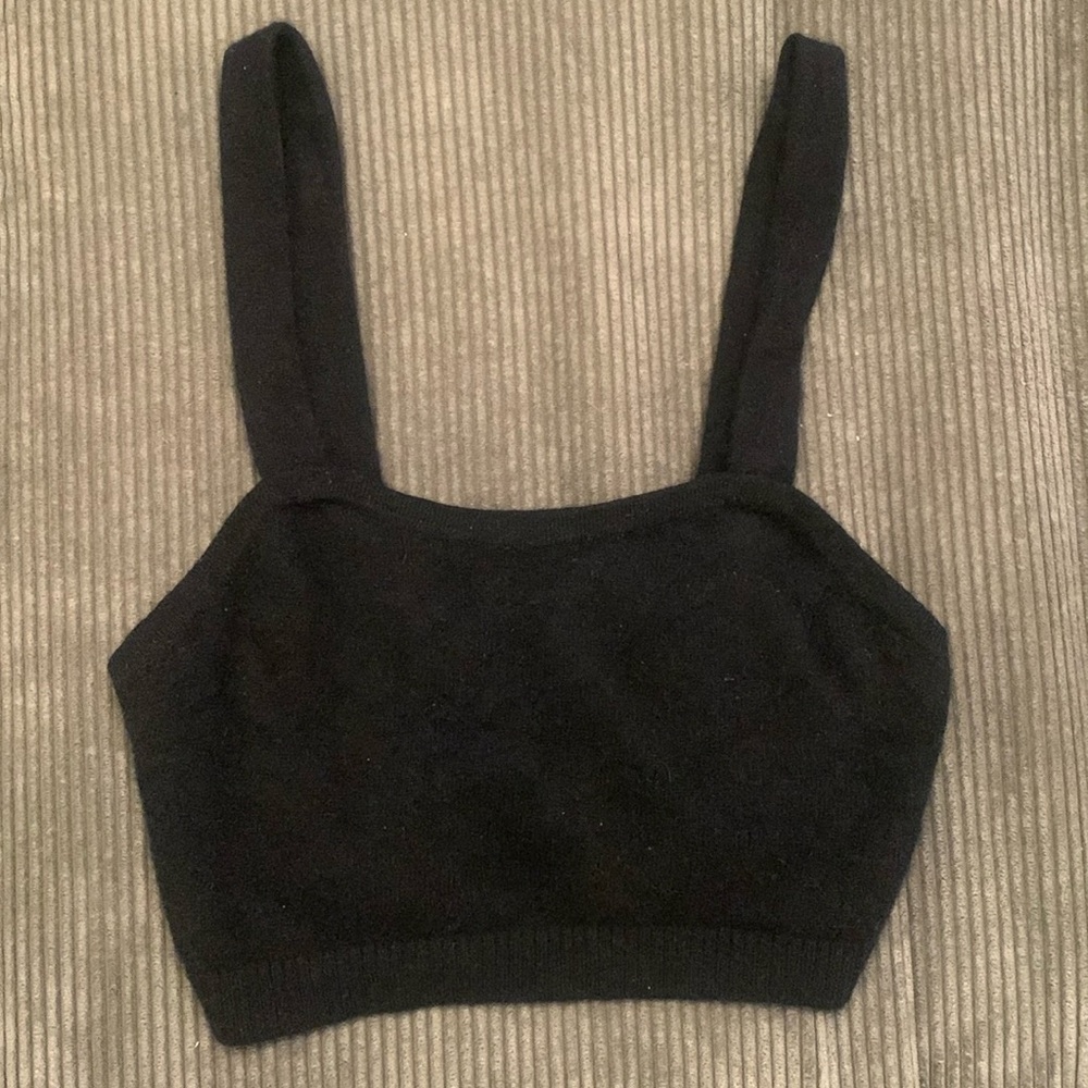Filoro 100% Cashmere Crop Top/ Bralette, Black